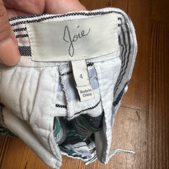 Josie white gray green striped linen shorts SIZE 4 - Picture 4 of 5